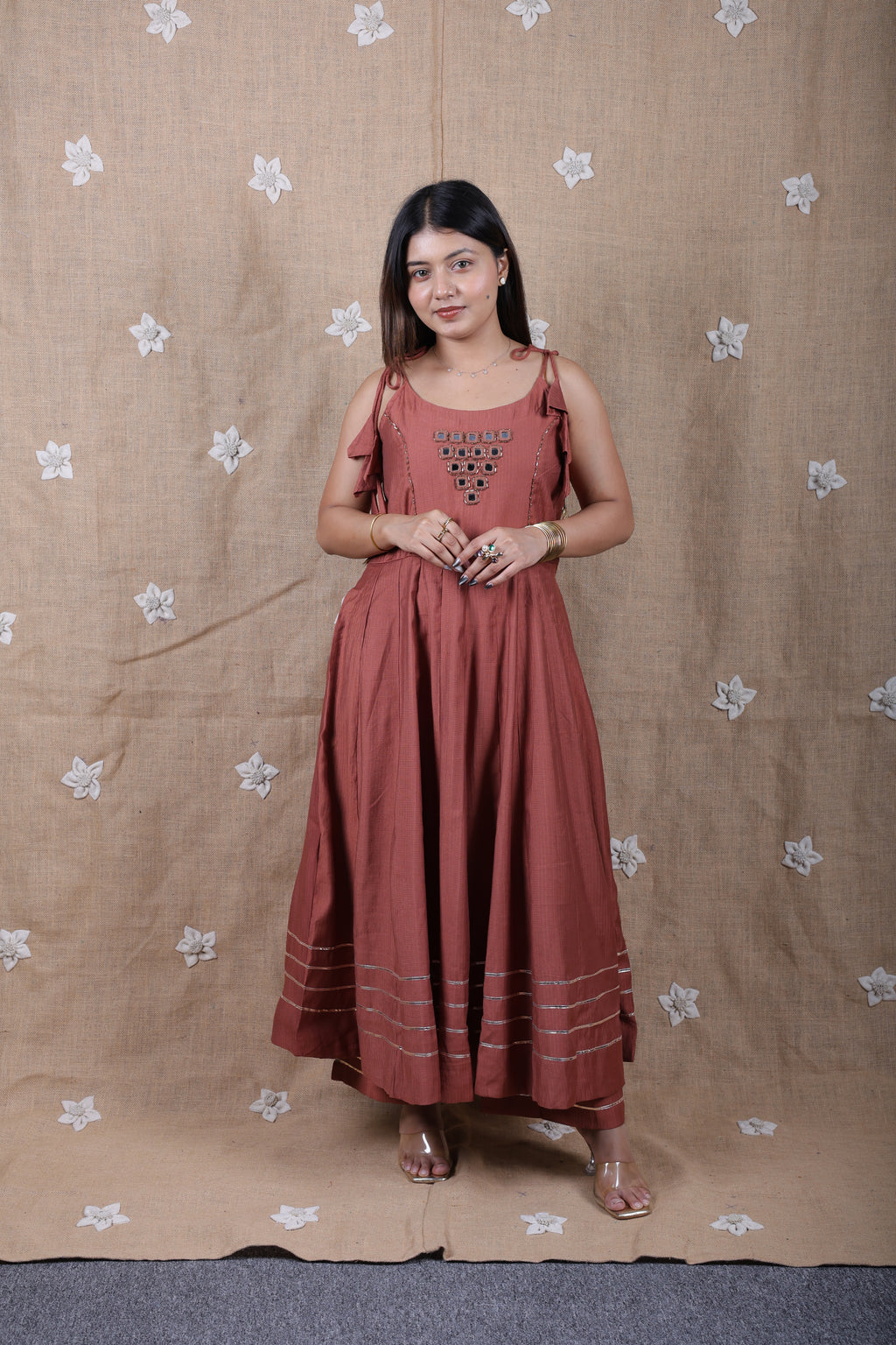 Terracotta Mirrorwork Anarkali