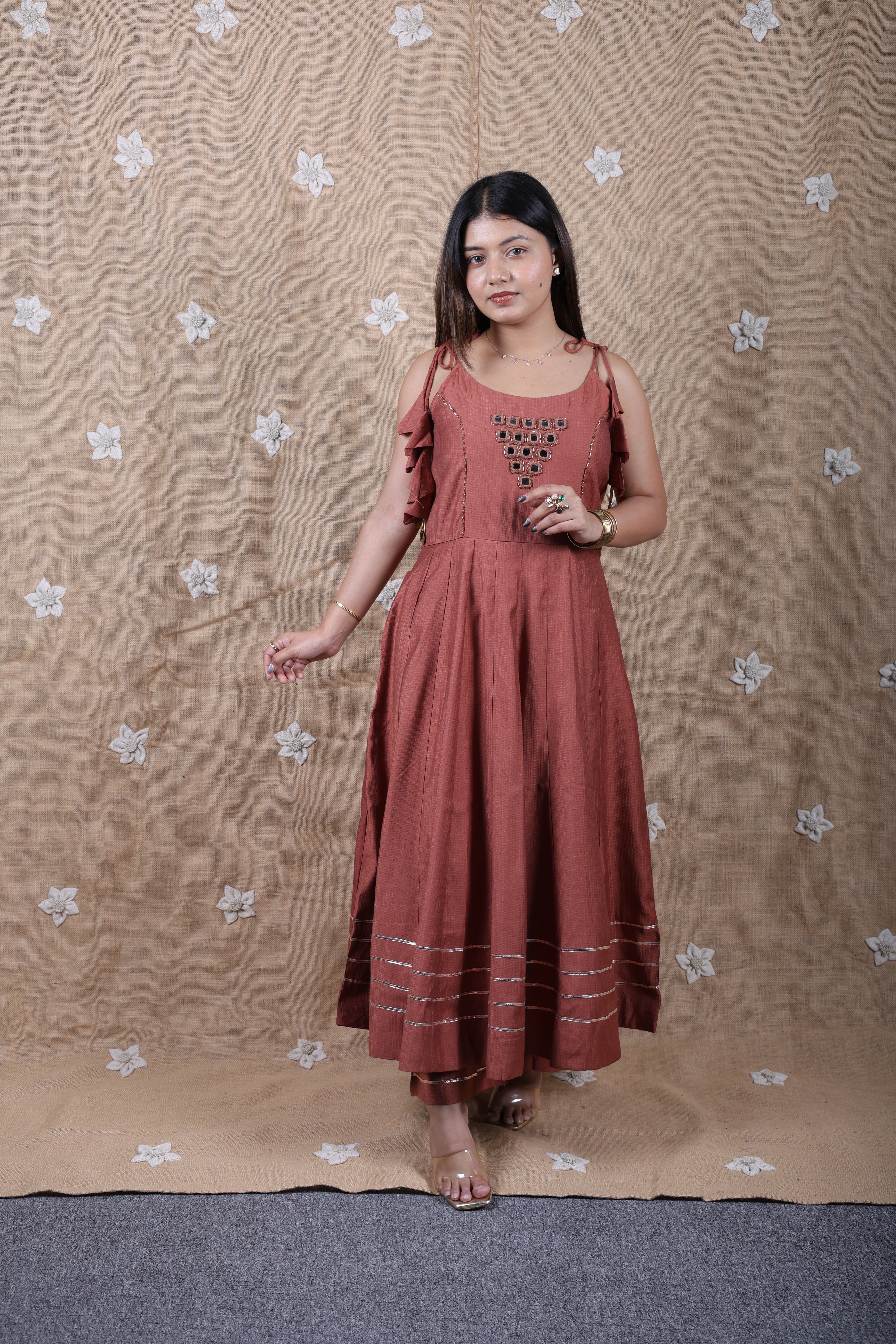 Terracotta Mirrorwork Anarkali
