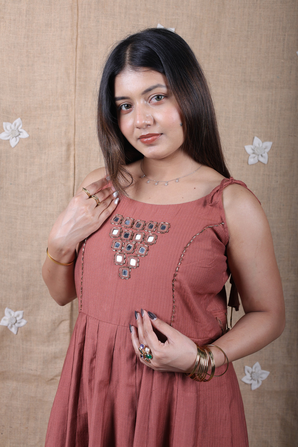 Terracotta Mirrorwork Anarkali
