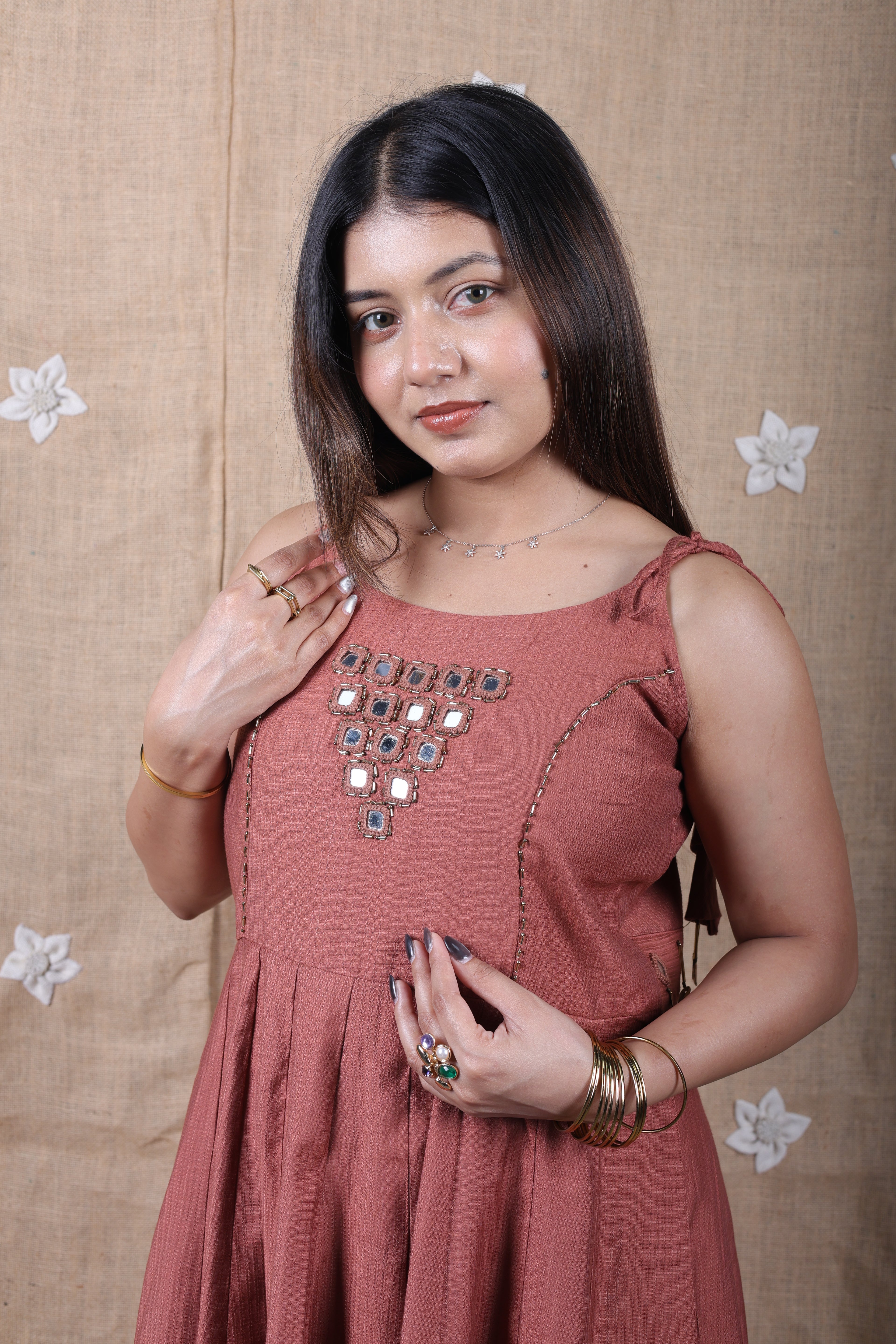 Terracotta Mirrorwork Anarkali