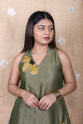 Olive Green Floral Applique Co-Ord Set - Shimmer