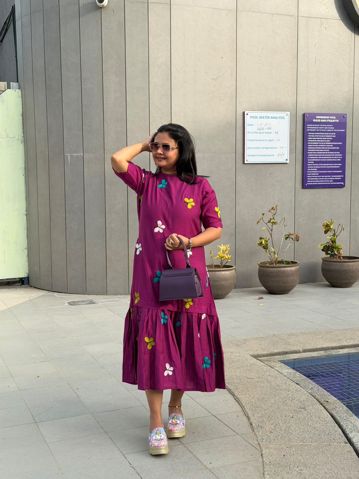 Magenta Bloom Midi Dress