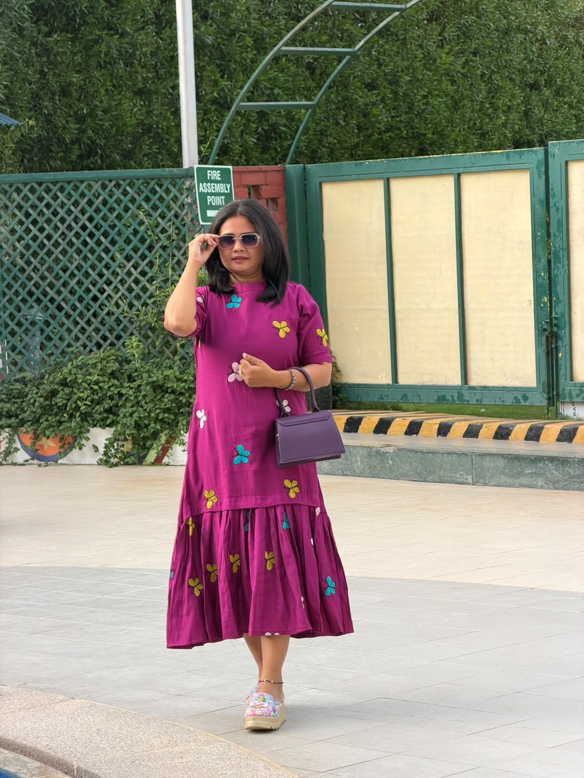 Magenta Bloom Midi Dress