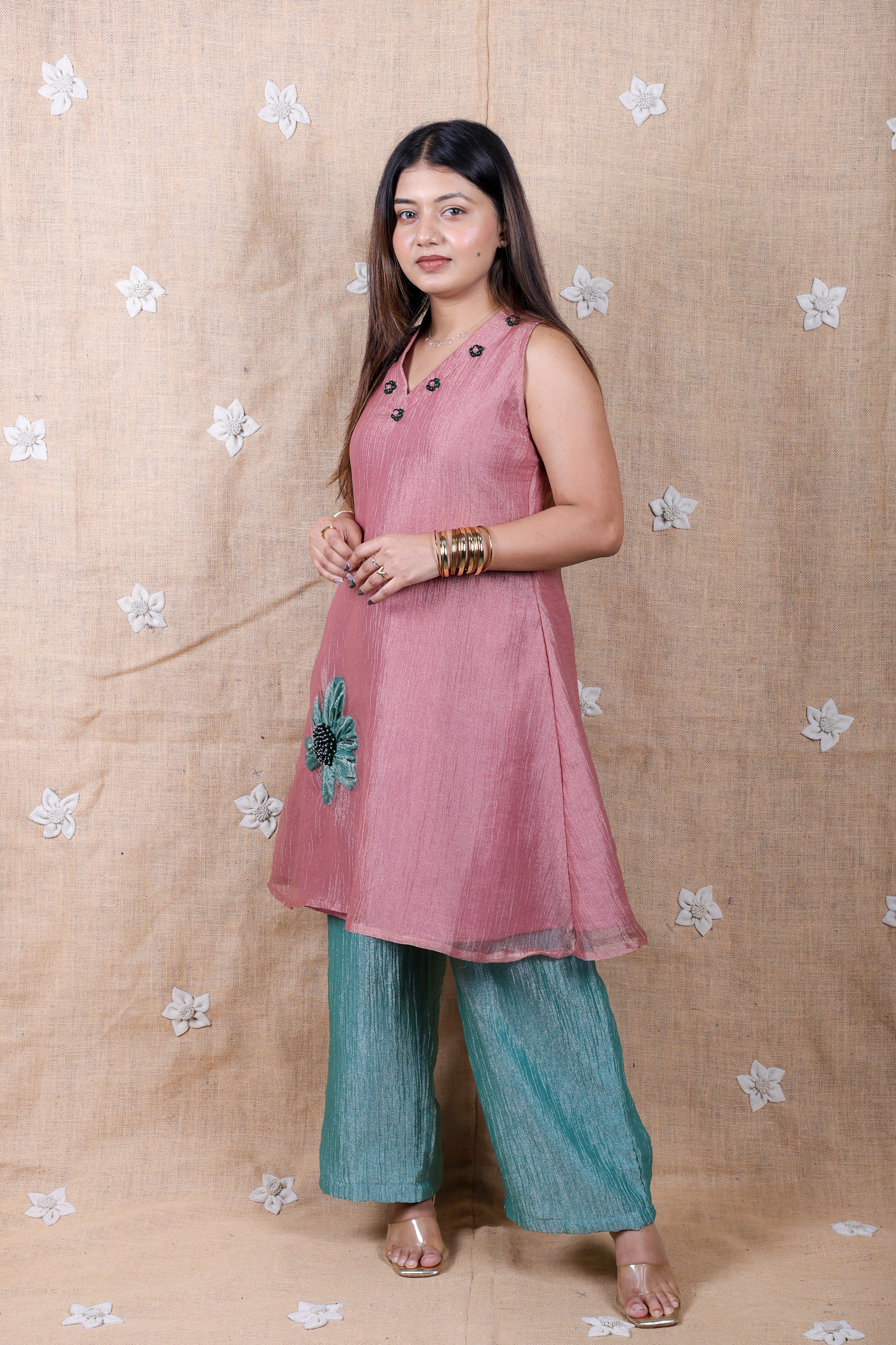 Dusty Pink & Teal Floral Co-Ord Set - Shimmer