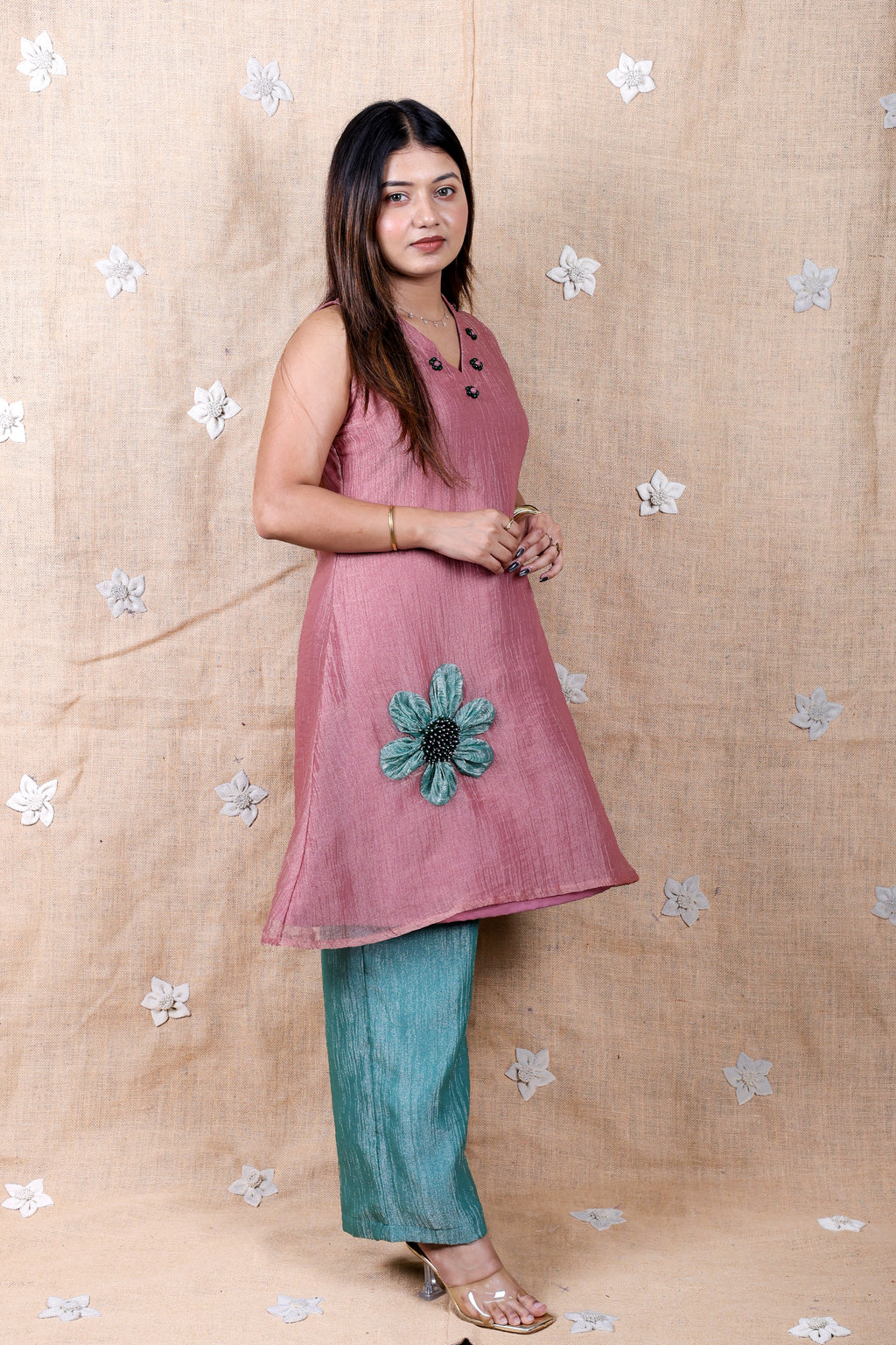 Dusty Pink & Teal Floral Co-Ord Set - Shimmer