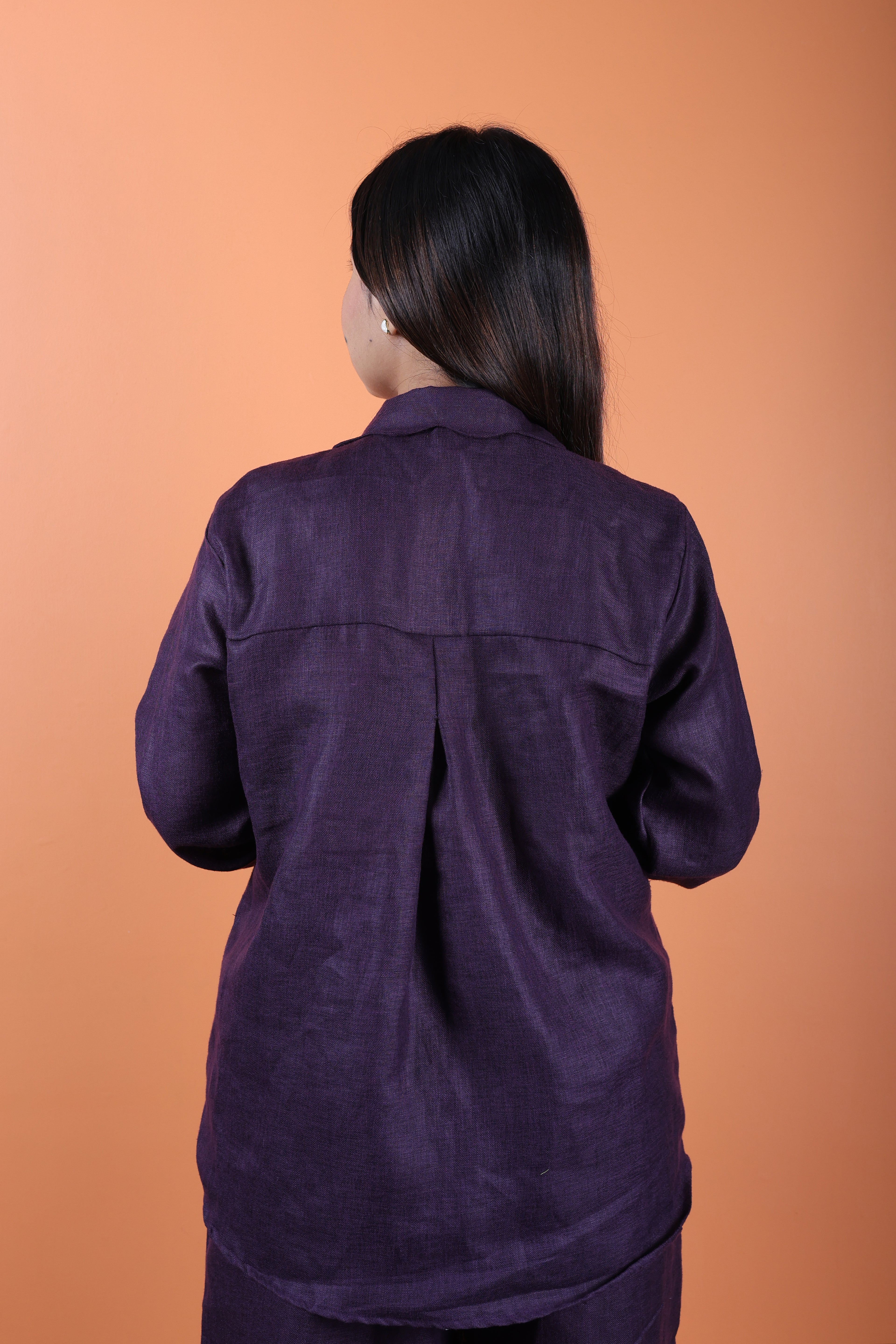 Midnight Bloom Linen Co-Ord Set - Purple