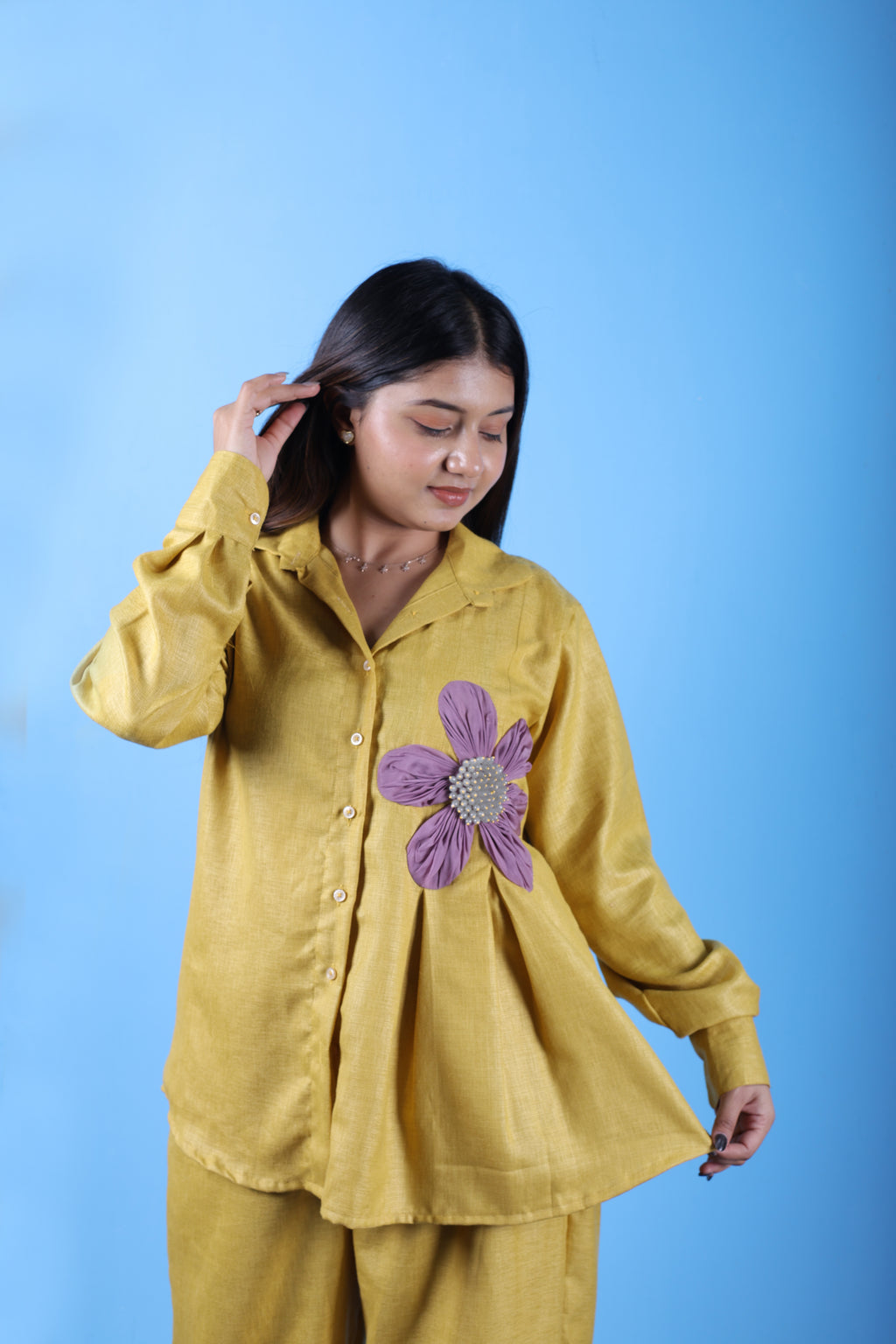 Sunshine Bloom Linen Co-Ord Set - Yellow