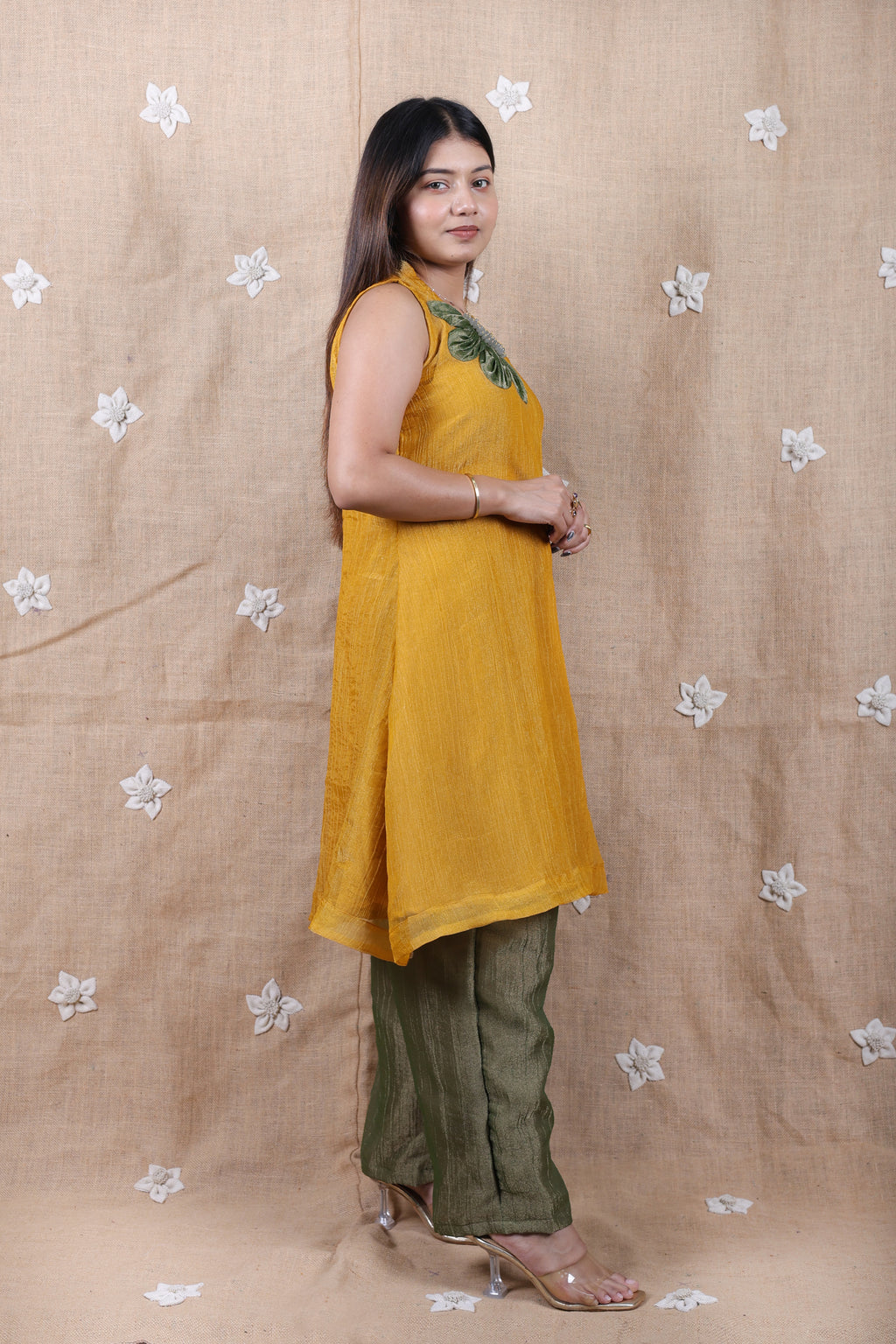 Mustard Yellow Floral Co-Ord Set - Shimmer