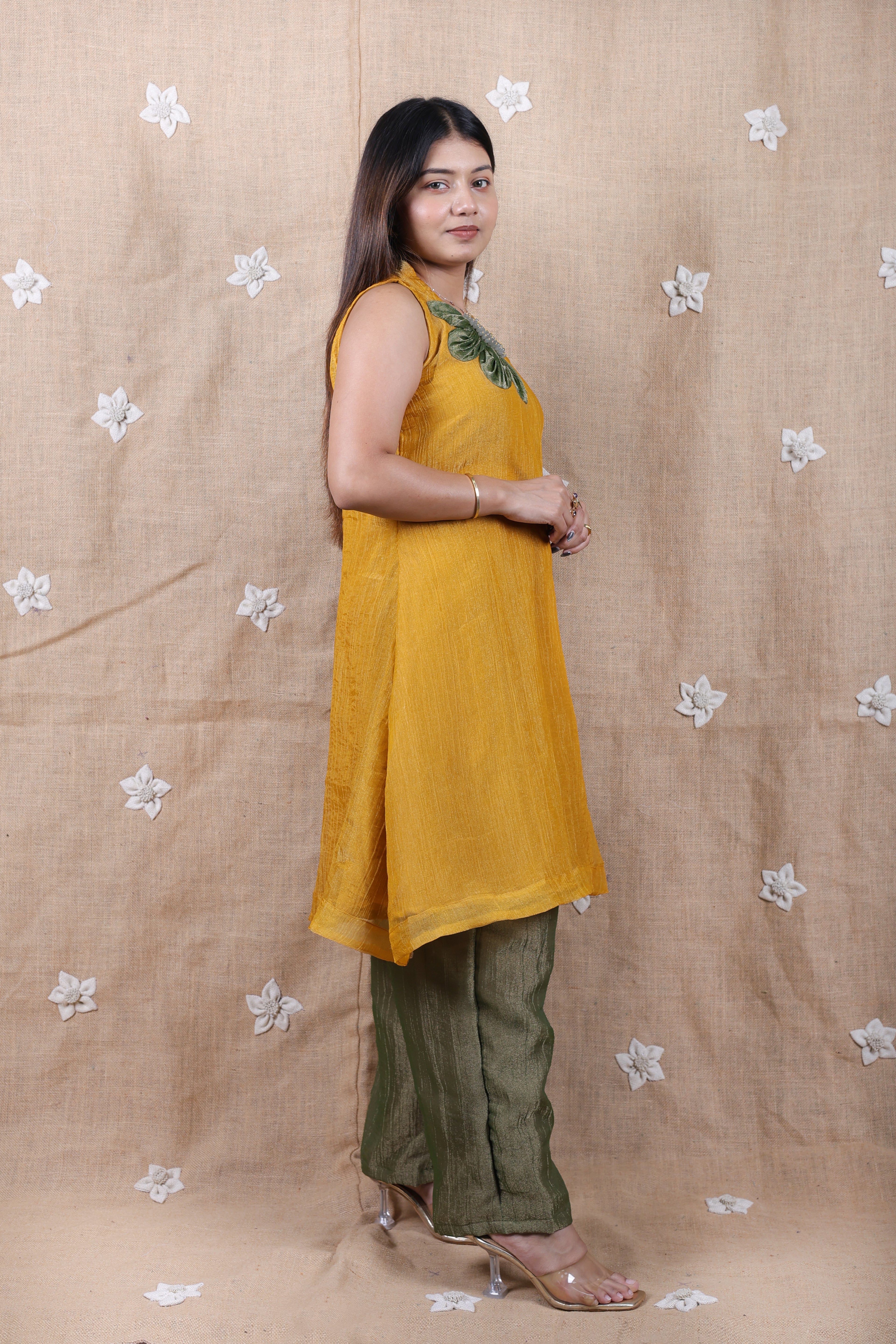 Mustard Yellow Floral Co-Ord Set - Shimmer